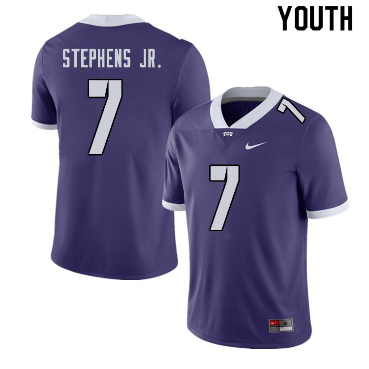 Youth #7 John Stephens Jr. TCU Horned Frogs College Football Jerseys Sale-Purple - Click Image to Close